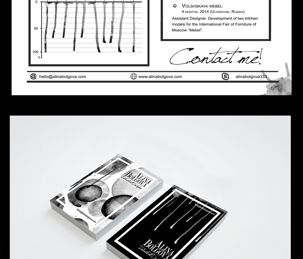 Mock up of Business cards in black and white version