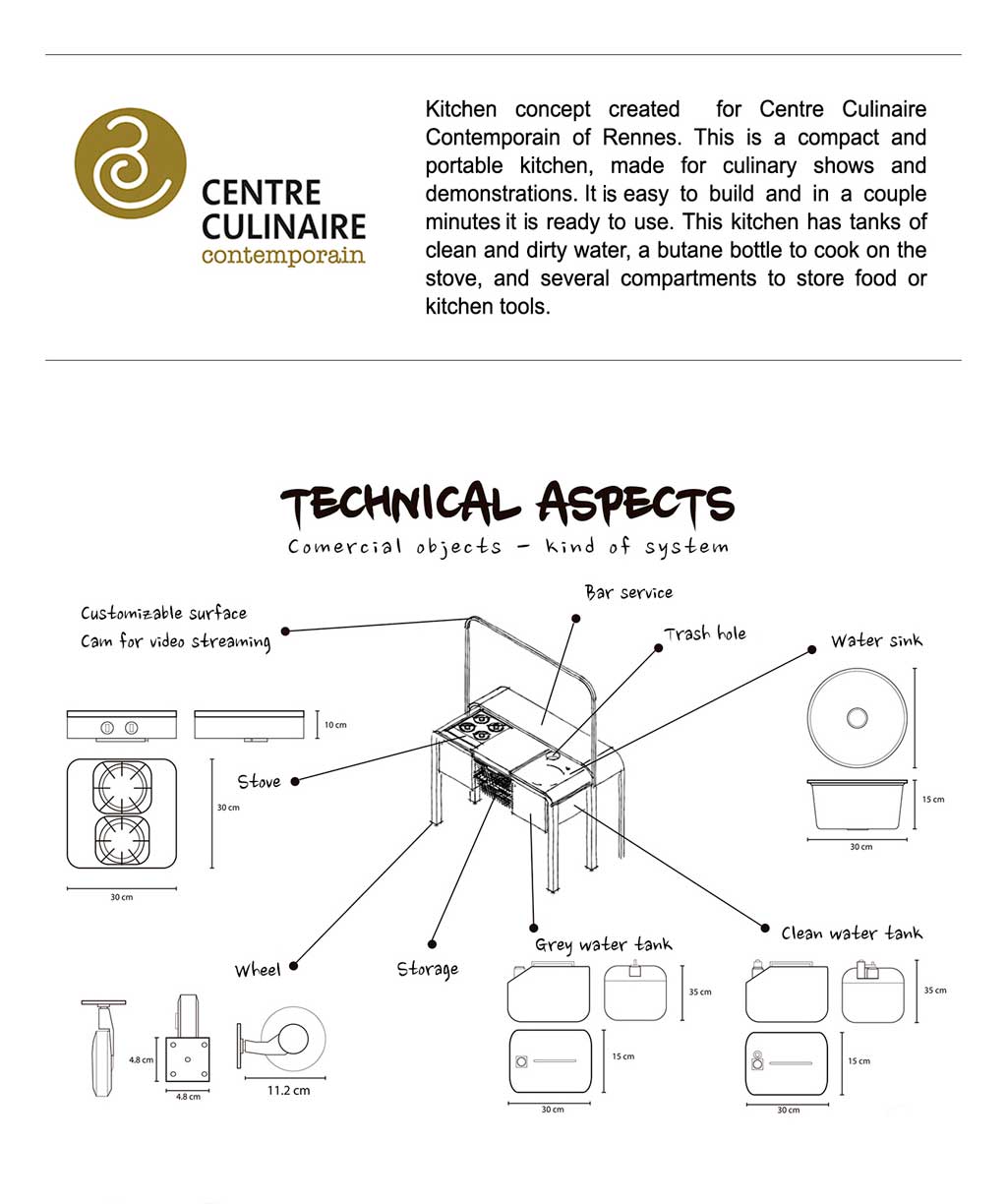 Compact and portable kitchen, made for culinary shows